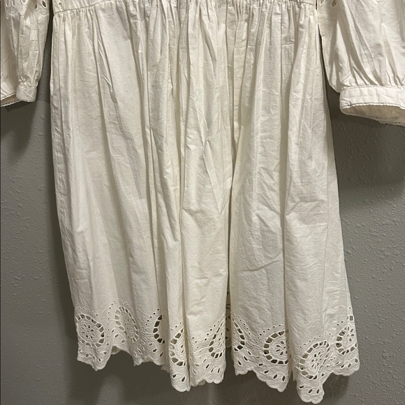 Chic White Eyelet Mini Dress - Picture 2 of 8